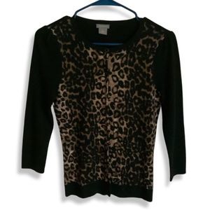 Ann Taylor Animal Print Button Down Cardigan